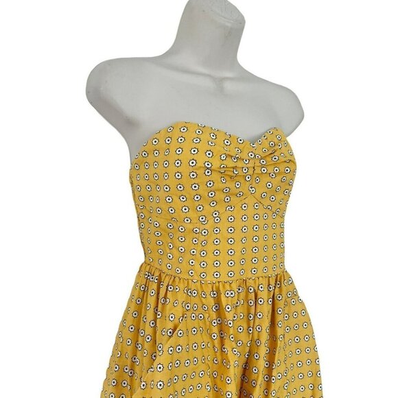 Anthropologie Girls From Savoy Yellow Bandana Strapless Dress Womens size 4 - Picture 3 of 11